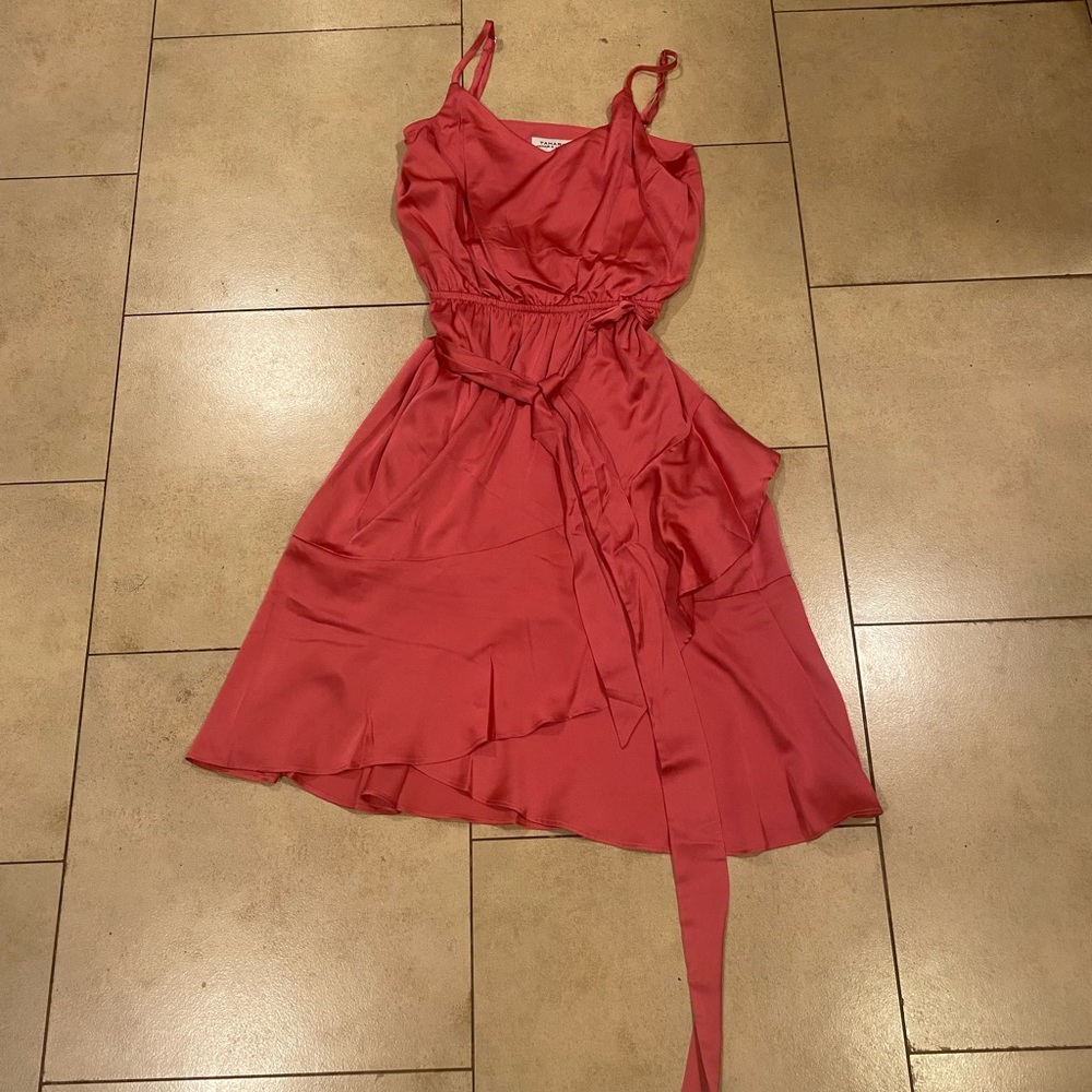 Tahari Arthur S. Levine Womens Fuschia Pink Satin Wrap Dress NWT Small